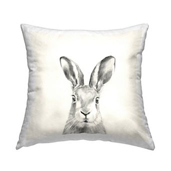 Stupell Home Decor Bunny Rabbit Portrait Soft Grey Illustration 18" x 18" Decorative Throw Pillow