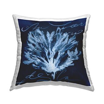 Stupell Home Decor Abstract Design Coral Script Nautical Blue White 18" x 18" Decorative Throw Pillow