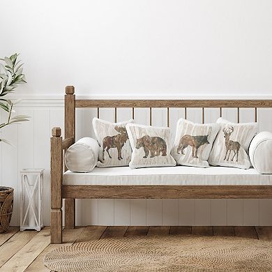 Stupell Home Decor 4-Pack Woodland Animal Silhouettes Moose Deer Bear Wolf 18" x 18" Decorative Throw Pillows