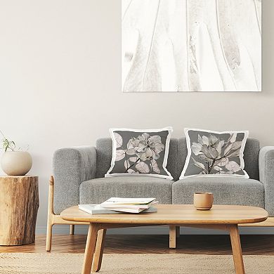 Stupell Home Decor 2-Pack Gray Floral Close Up Neutral Flowers 18" x 18" Decorative Throw Pillows