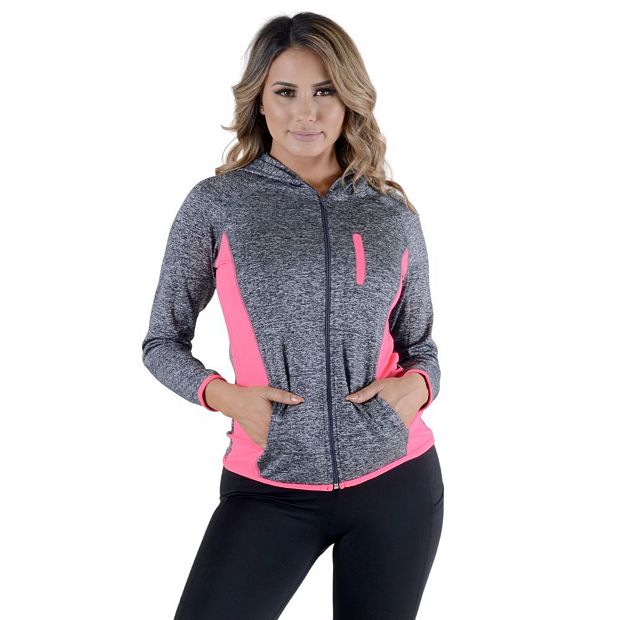 Women's Activewear Jacket Full Zip-Up Hoodie Long Sleeve Workout