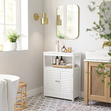 Hivvago White Free Standing Bathroom Cabinet With Shelf