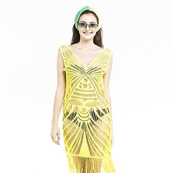 Stylish Women's Beach Cover Up with Fringe Hem - Great for Lake, Beach or Pool