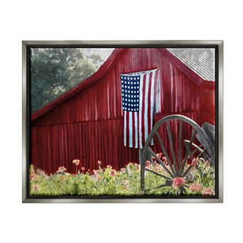 Stupell Home Decor Flag Country Farm Meadow Framed Wall Art