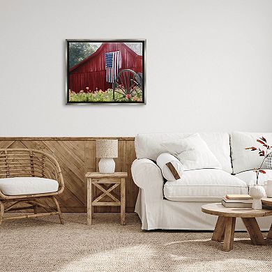 Stupell Home Decor Flag Country Farm Meadow Framed Wall Art
