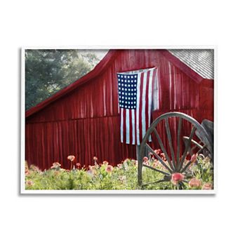 Stupell Home Decor Country Farm Meadow Wheel Framed Wall Art