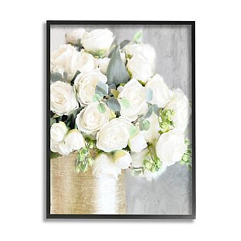 Stupell Home Decor White Rose Vase Framed Wall Art