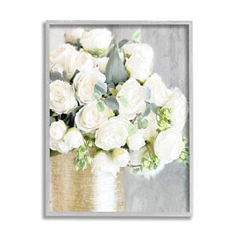 Stupell Home Decor White Roses Bouquet Framed Wall Art
