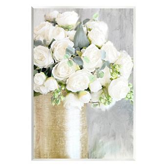 Stupell Home Decor White Rose Bouquet Plaque Wall Art