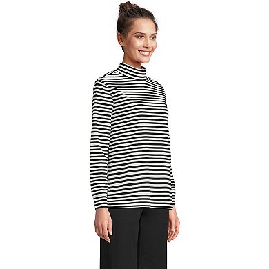 Women's Lands' End Long Sleeve Super T Mockneck Top