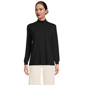 Women's Lands' End Long Sleeve Super T Mockneck Top