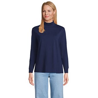 Women's Lands' End Long Sleeve Super T Mockneck Top