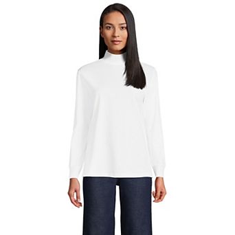 Women's Lands' End Long Sleeve Super T Mockneck Top