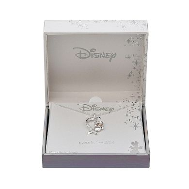 Disney's Minnie Mouse Two-Tone 14k Rose Gold & Fine Silver Plated Cubic Zirconia Heart Pendant Necklace