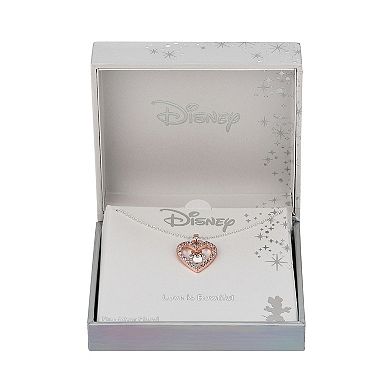 Disney's Minnie Mouse Two-Tone Cubic Zirconia Open Heart Pendant Necklace