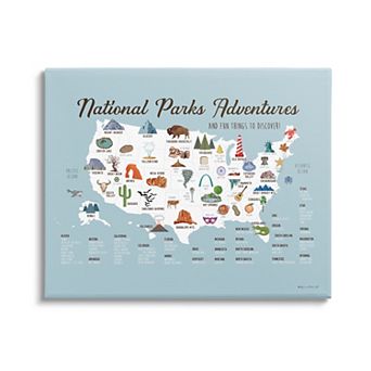 Stupell Home Decor National Parks Adventures USA Canvas Wall Art
