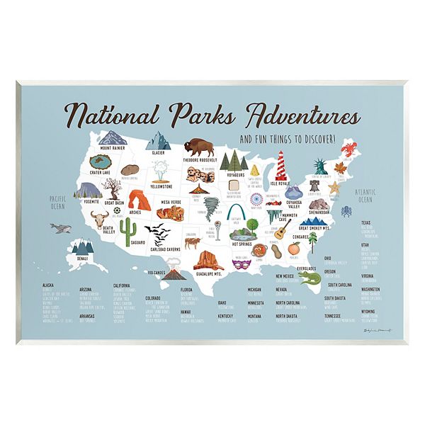 Stupell Home Decor National Parks Adventures Map Plaque Wall Art