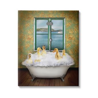 Stupell Home Decor Ducks Bath Tub Canvas Wall Art