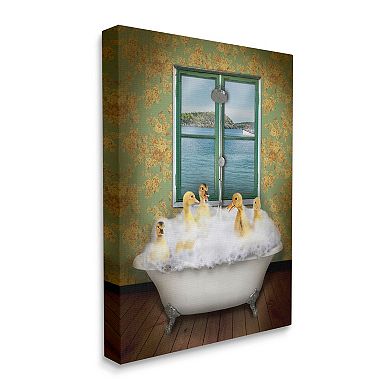 Stupell Home Decor Ducks Bath Tub Canvas Wall Art