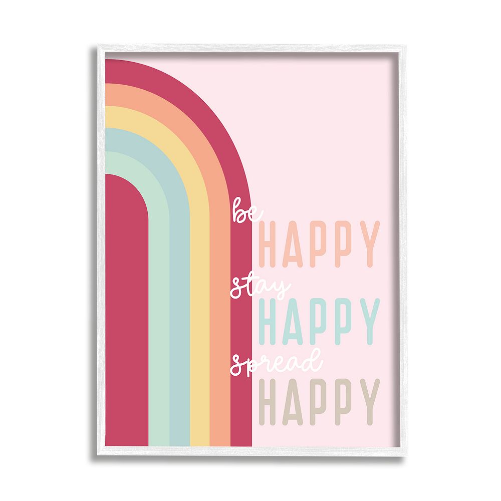 Stupell Home Decor Be Stay Spread Happy Rainbow Framed Wall Art