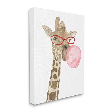 Stupell Home Decor Fun Giraffe Bubblegum Canvas Wall Art