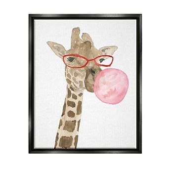 Stupell Home Decor Fun Giraffe Bubblegum Framed Wall Art