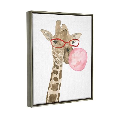 Stupell Home Decor Giraffe Bubblegum Framed Wall Art