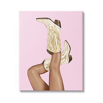 Stupell Home Decor Pink Country Cowgirl Boots Canvas Wall Art