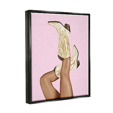 Stupell Home Decor Pink Country Cowgirl Boots Framed Wall Art