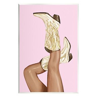 Stupell Home Decor Country Cowgirl Boots Plaque Wall Art