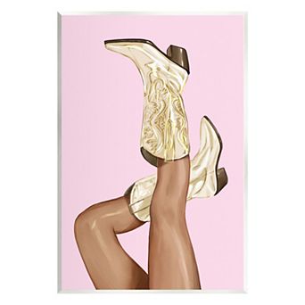 Stupell Home Decor Country Cowgirl Boots Plaque Wall Art