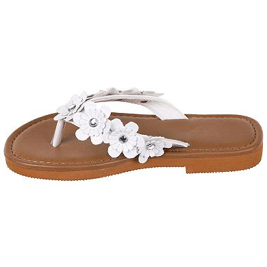 Girls Elli by Capelli Matte Faux Leather Thong Sandals