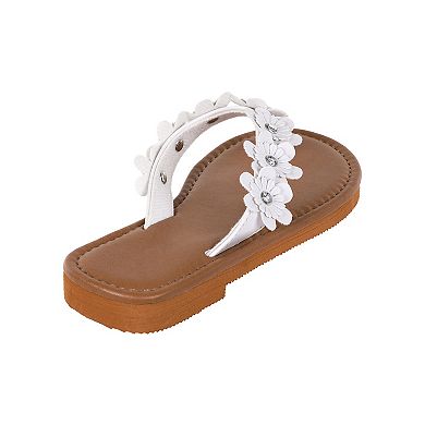 Girls Elli by Capelli Matte Faux Leather Thong Sandals