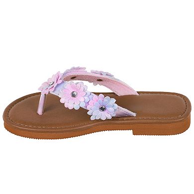 Girls Elli by Capelli Tie Dye Shimmer Faux Leather Thong Sandals