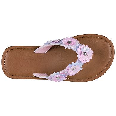 Girls Elli by Capelli Tie Dye Shimmer Faux Leather Thong Sandals