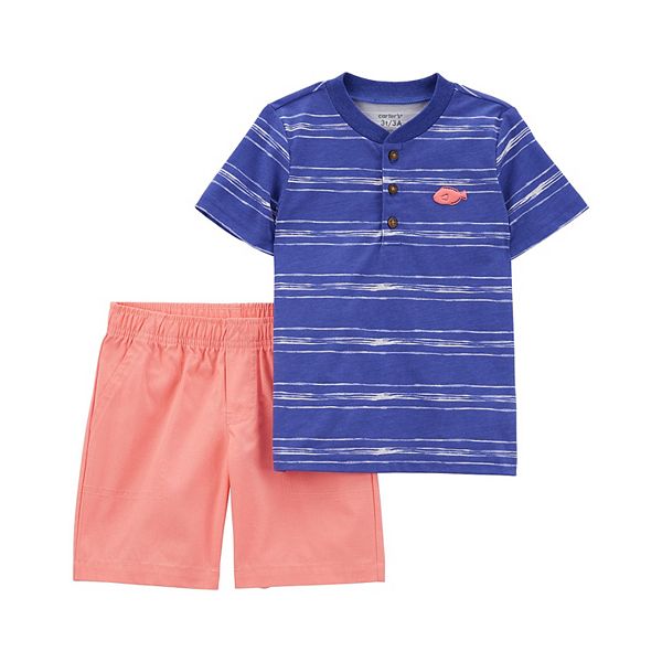 Baby Boy Carter's 2Piece Striped Henley & Shorts Set