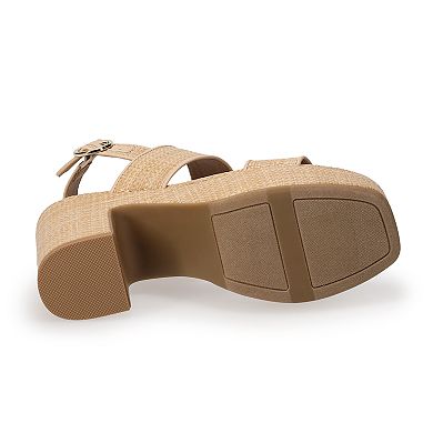 LC Lauren Conrad Jonina Women's Two Band Heeled Wedge Slingback Sandals