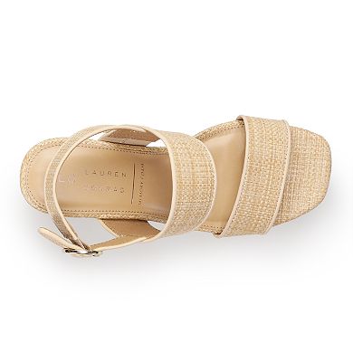 LC Lauren Conrad Jonina Women's Two Band Heeled Wedge Slingback Sandals