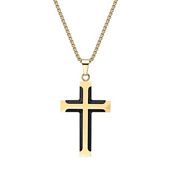 Men's LYNX Two-Tone Ion-Plated Stainless Steel Cross Pendant Necklace