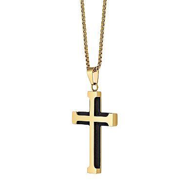 Men's LYNX Two-Tone Ion-Plated Stainless Steel Cross Pendant Necklace