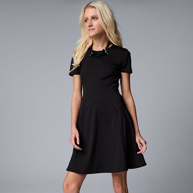 Women's Simply Vera Vera Wang Short Sleeve Fit & Flare Dress