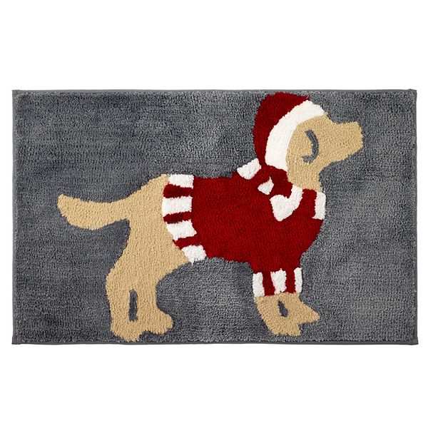 Santa Paws Bathroom Rug, Christmas Bath Mats, Dog Bathroom Rug