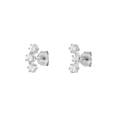 PRIMROSE Sterling Silver Cubic Zirconia Crawler Stud Earrings