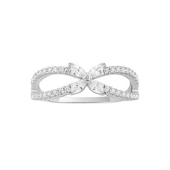 PRIMROSE Sterling Silver Cubic Zirconia Butterfly Split Band Ring