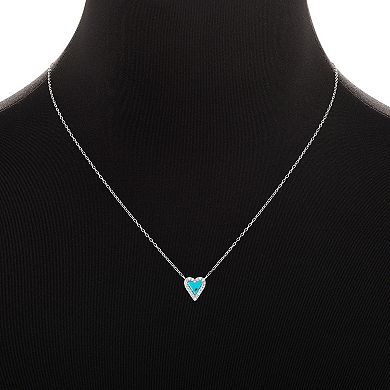 PRIMROSE Sterling Silver Pave Cubic Zirconia With Turquoise Heart Necklace