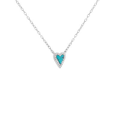 PRIMROSE Sterling Silver Pave Cubic Zirconia With Turquoise Heart Necklace