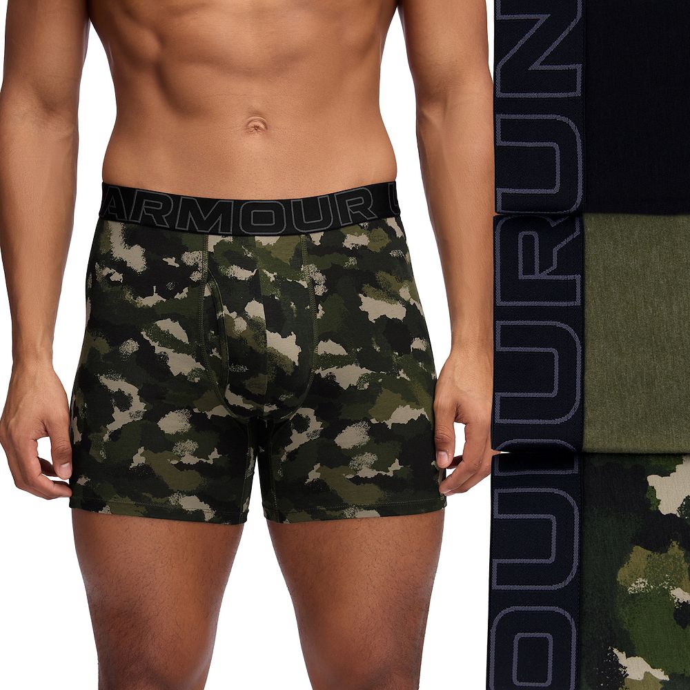 Men's Under Armour 3-pack Performance Cotton Stretch Printed 6-in ...
