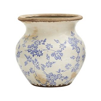 nearly natural 7 in Tuscan Ceramic Blue Scroll Urn Vase