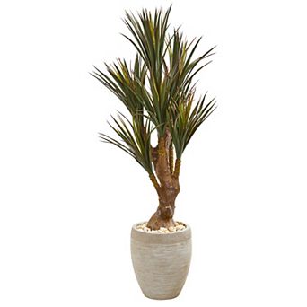 nearly natural 50 in UV Resistant Yucca Artificial Tree in Planter