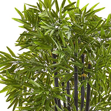 nearly natural 5-ft. UV Resistant Bamboo Artificial Tree with Black Trunks in White Planter